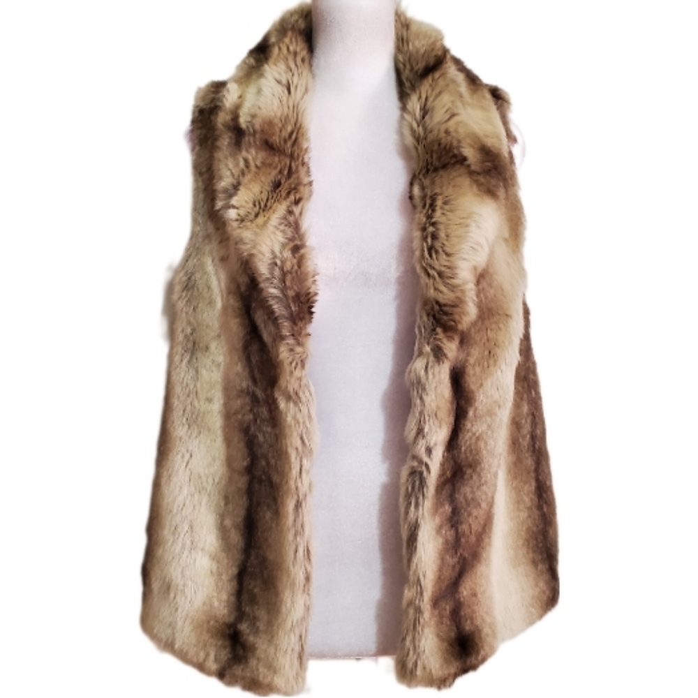 Fenn Wright Manson Cashmere blend tan brown faux mink fur collared vest S NWT